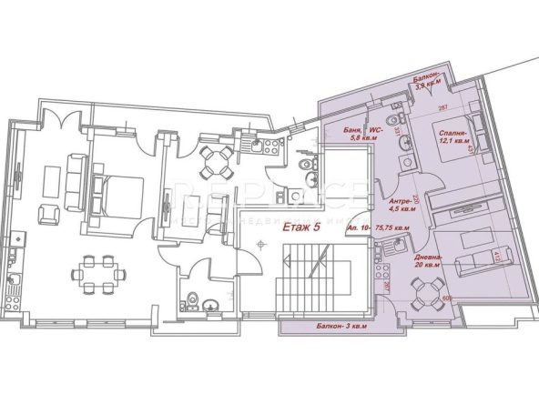 Продава двустаен апартамент в район Погреби, град Варна.