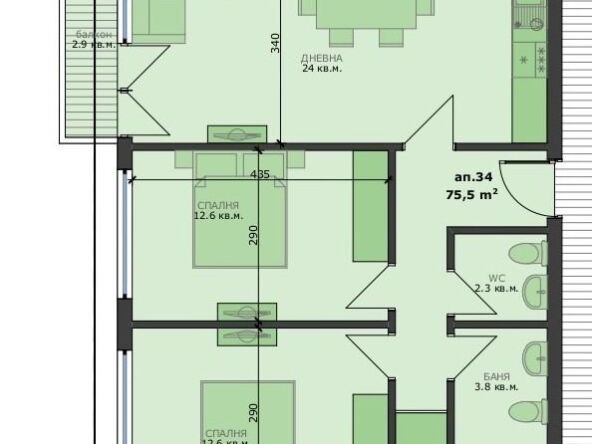Продава тристаен апартамент в кв. Христо Ботев, гр. Варна